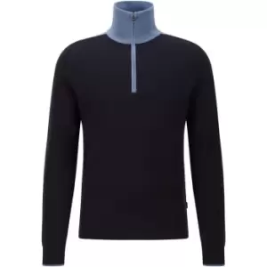 Boss Padas Quarter Zip Jumper - Blue