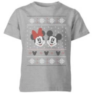 Disney Mickey and Minnie Kids Christmas T-Shirt - Grey - 7-8 Years