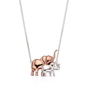 Allegory Symbols Silver & Rose Mum & Baby Elephant Necklace