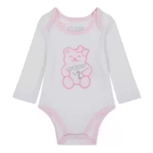 Guess Long Sleeve Bear Onesie - White