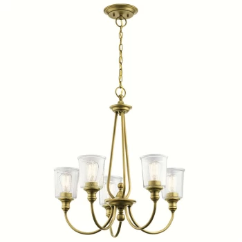 Waverly 5 Light Chandelier, Natural Brass, E27 - Elstead