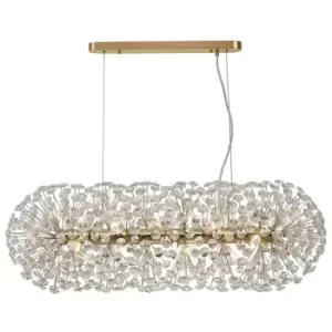 Luminosa Lighting - Luminosa Salisbury Oblong Linear Ceiling Pendant 10 Light G9 French Gold, Crystal (28 extra sets of crystal)