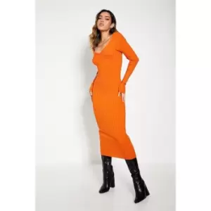 I Saw It First Rib Scoop Neck Knit Midaxi Dress - Orange