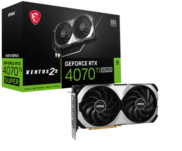 MSI GeForce RTX 4070 Ti Super Ventus 2X OC 16G GDDR6X Graphics Card