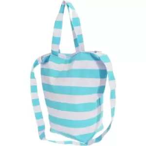 Womens/Ladies Striped Summer Handbag With Shoulder Strap (One Size) (White/Mint) - Floso