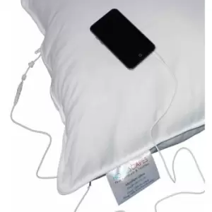 Super Microfibre Music Pillow with Speakers - Medium/Firm - White - Homescapes