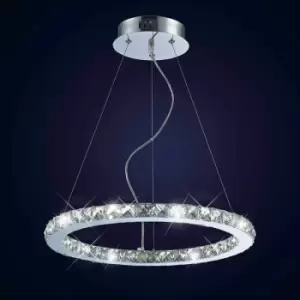 Pendant light Galaxy round Small 27W LED 6000K polished chrome / crystal