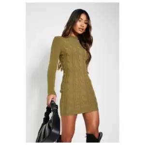 I Saw It First Cable Knit Mini Dress - Green