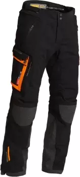 Lindstrands Sunne Waterproof Motorcycle Textile Pants, black-orange, Size 54, black-orange, Size 54