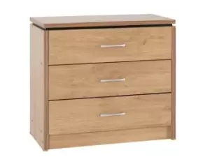 Seconique Charles Oak 3 Drawer Chest of Drawers