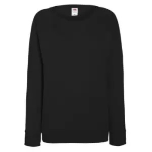 Fruit OF The Loom Ladies Fitted Lightweight Raglan Sweatshirt (240 GSM) (L) (Black)