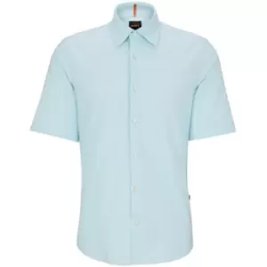 Boss Block Colour Cotton Shirt - Blue