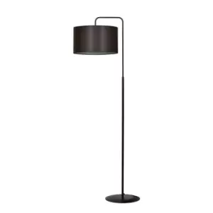 Emibig Trapo Black Floor Lamp with Shade with Wenge Fabric Shades, 1x E27