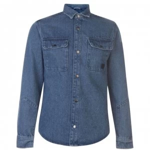 Jack and Jones Champ Long Sleeve Worker Shirt - Light Blue