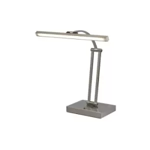 Luminosa Lighting - Luminosa 1 Arm Table Lamp. 1 x 6W LED, 3000K, 470lm, Satin Nickel, 3yrs Warranty