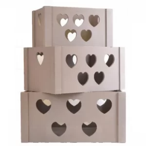 Set of 3 Wooden Heart Storage Crates