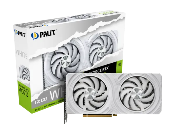 Palit RTX 4070 White OC 12GB DDR6 Graphics Card - NE64070S19K9-1048L