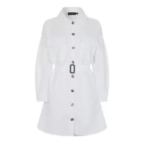 I Saw It First Belted Mini Shirt Dress - White