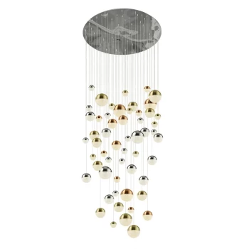 Planets 55 Light Pendant Copper, Chrome, Satin Brass Balls & Crystal Sand 4000K