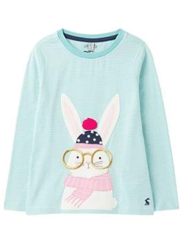 Joules Girls Ava Rabbit Stripe Long Sleeve T-Shirt - Teal, Size Age: 5 Years, Women