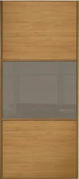 Wickes Sliding Wardrobe Door Wideline Oak Panel and Cappuccino Glass - 2220 x 610mm