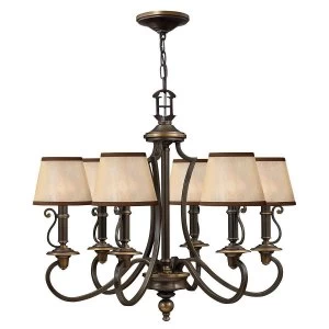 6 Light Multi Arm Chandelier Olde Bronze Finish, E14