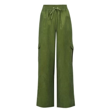 Scotch and Soda Linen Blend Cargo Trousers - Khaki 0360