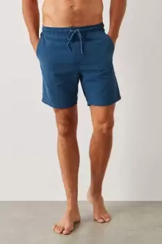 Mens Steel Blue Plain Crinkle Swim Short