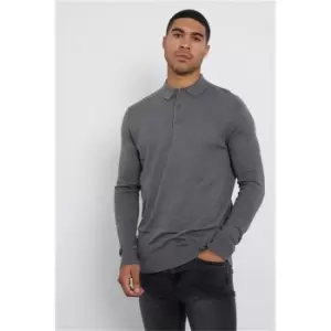 I Saw It First Grey Knitted Button Long Sleeve Top - Grey