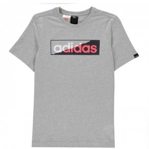 adidas Ripped Linear QT T Shirt Junior Boys - Grey/Wht/Red
