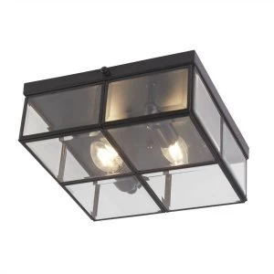 2 Light Semi Flush Matt Black, E14