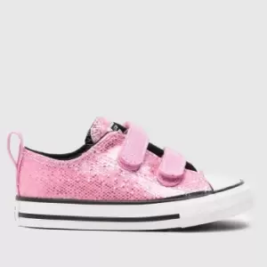 Converse Pink All Star 2v Lo Glitter Girls Toddler Trainers