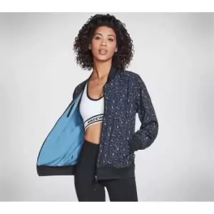 Skechers Midnight Leopard Reversible Bomber - Blue