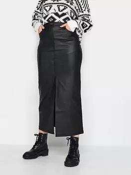 Long Tall Sally Black Coated Midi Skirt, Black, Size 22, Women