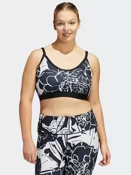 adidas Light-support Flower Print Bra (plus Size), Blue, Size 1X, Women