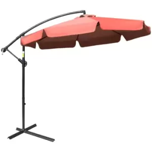 Outsunny 2.7M Garden Cantilever Banana Parasol Sun Shade With Crank Wine - Red