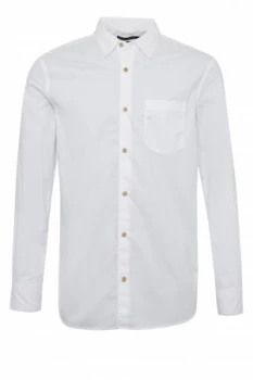 Mens French Connection Garment Dyed Polin Collared Shirt White