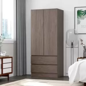 Stora Modern 2 Door 2 Large Drawer Combination Wardrobe - Rustic Oak - Rustic Oak