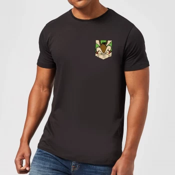 Looney Tunes Wile E Coyote Face Faux Pocket Mens T-Shirt - Black - 3XL - Black