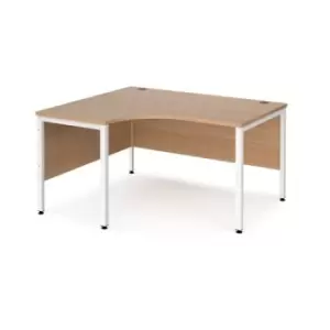 Office Desk Left Hand Corner Desk 1400mm Beech Top With White Frame 1200mm Depth Maestro 25 MB14ELWHB