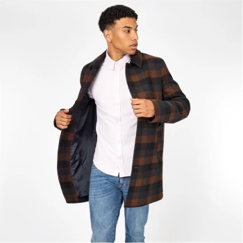 Jack Wills Whitburn Check Mac With Wool - Brown