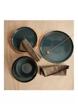 Waterside Reactive Glaze Green 12 Piece Dinner Set