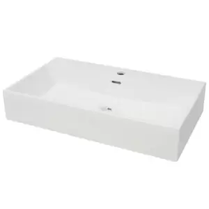 VidaXL Large Ceramic Basin with Faucet Hole - White