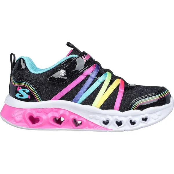 Skechers Girls Flutter Heart Lights Rainbow Bestie Trainers UK Size 2 (EU 35) Black/Multi SKE2211-BKMT-2