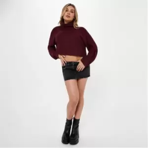 Missguided Roll Neck Crop Jumper - Red