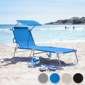 Tectake Sun Lounger With Sun Shade Blue