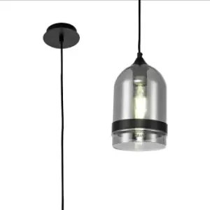 Luminosa Pendant 15cm Dome, 1 x E27 (Max 20W), Matt Black & Smoke