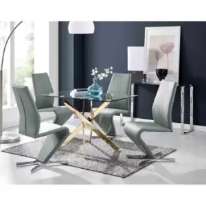 Furniture Box Leonardo 4 Gold Dining Table and 4 Grey Willow Chairs