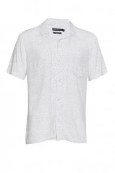 Mens French Connection Matchstick Memphis Cuban Collar Shirt White