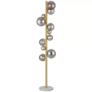 Luminosa Marshall Floor Lamp, 11 Light G9, Satin Gold, Smoke Plated Glass